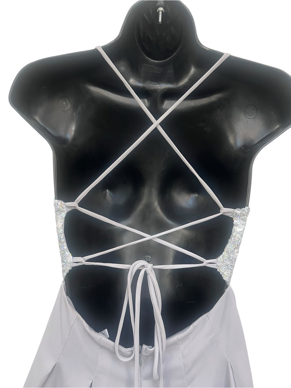 Lucy in the Sky Silver Sequin Open Back Romper Size Small Party Festival - Picture 9 of 12